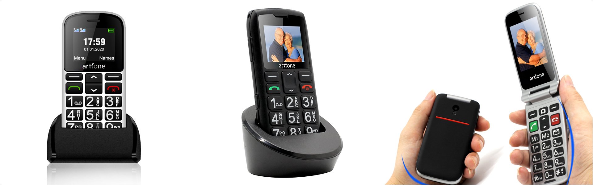 Senjorų telefonas Artfone C1+, Dual SIM Black Artfone