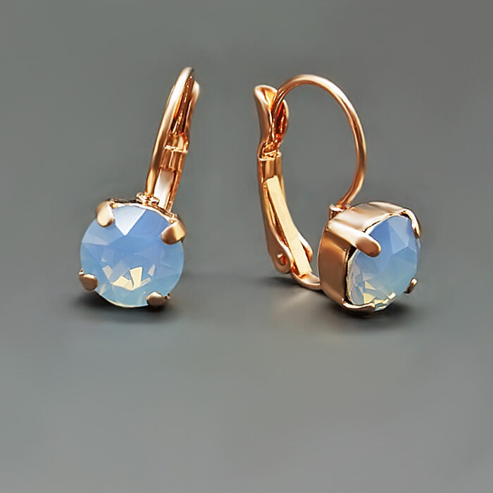 Auskarai moterims DiamondSky Glory Air Blue Opal su Swarovski kristalais