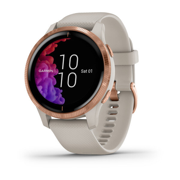 Išmanusis laikrodis Garmin Venu, Rose Gold Stainless Steel Bezel with Light Sand Case and Silicone Band
