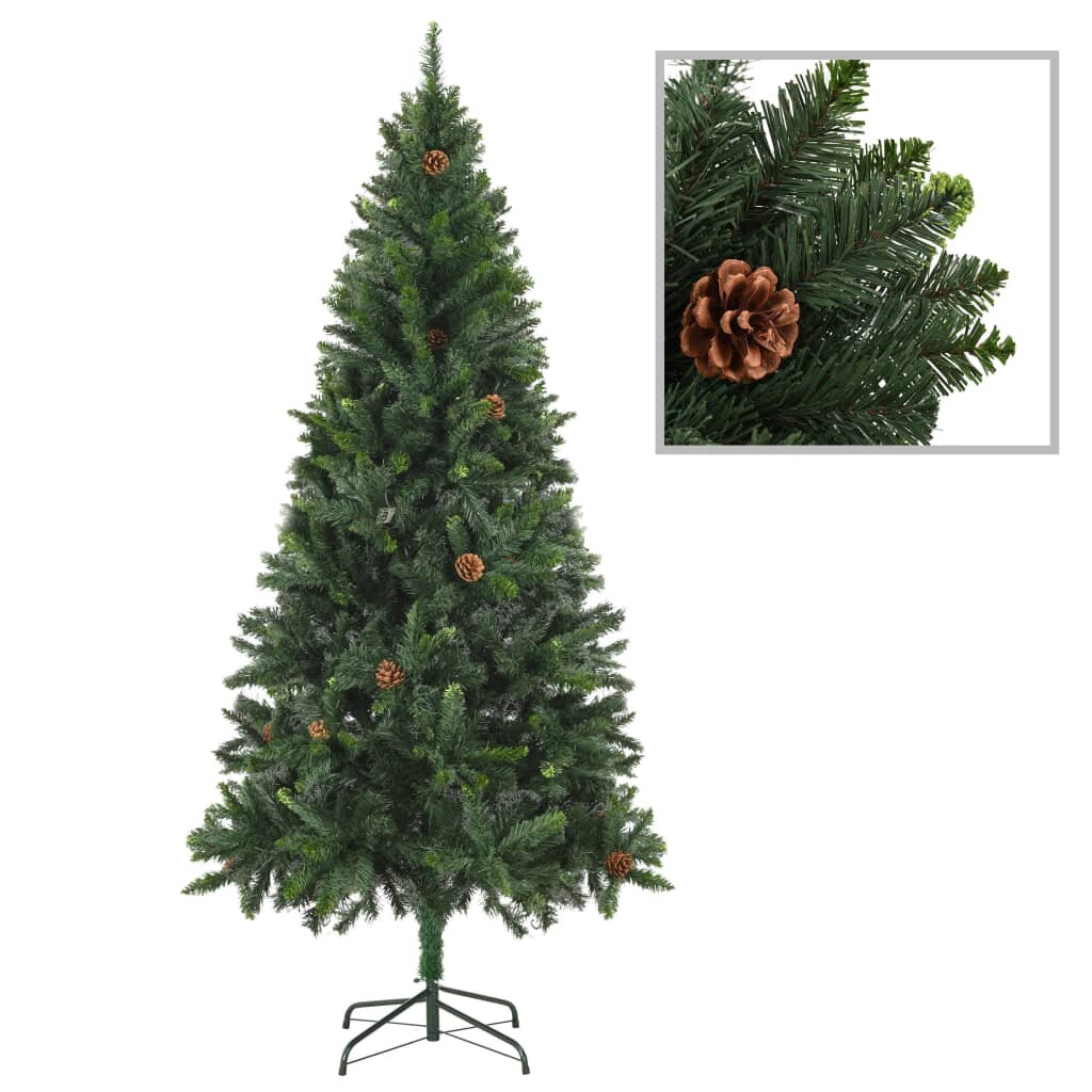 Dirbtinė kalėdinė eglutė su kankorėžiais, 180 cm, žalia