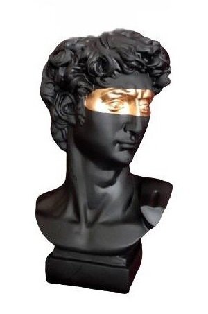Dekoratyvinė vaza-skulptūra Dovydo galva, juoda