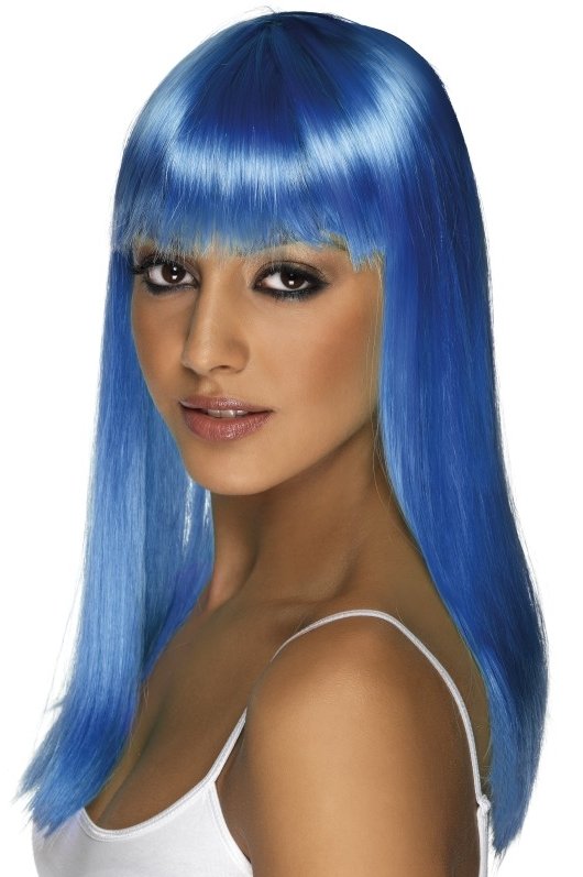 Mėlynų plaukų perukas