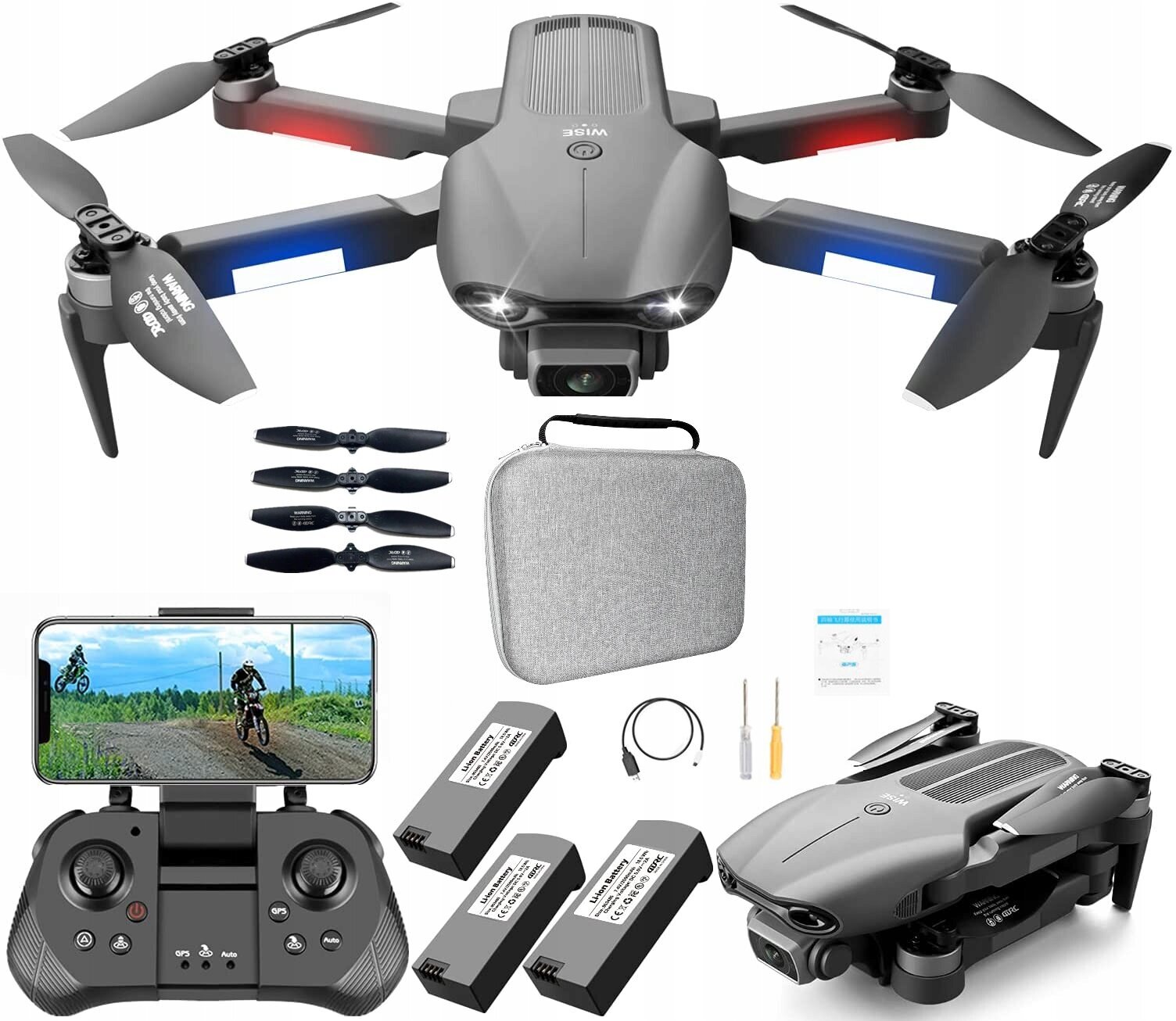 Dronas F9 KAMERA 6K HD GPS WIFI 30 MIN 3000m su dviem kameromis ir trimis baterijomis