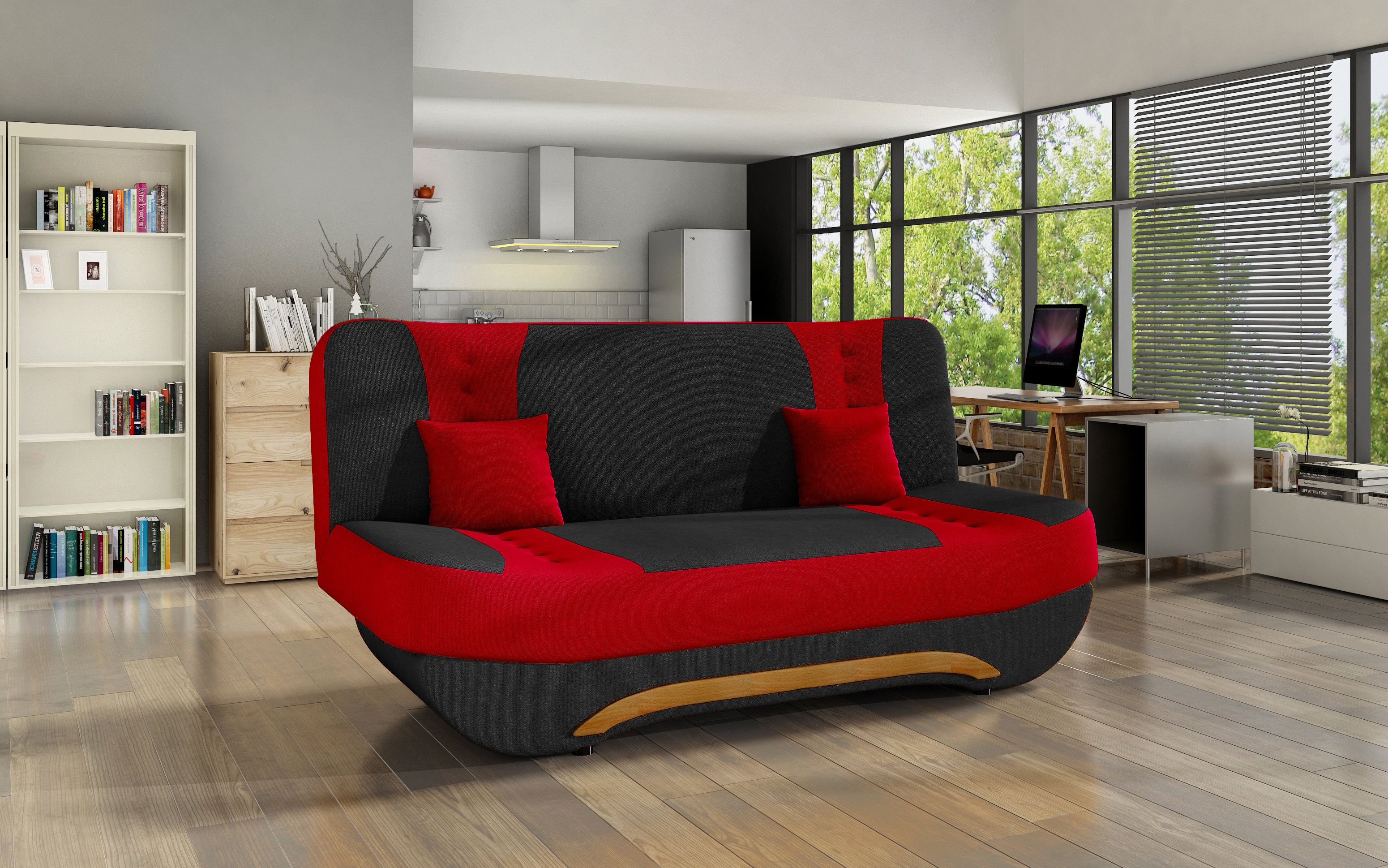 Sofa NORE Ewa II, raudona/juoda