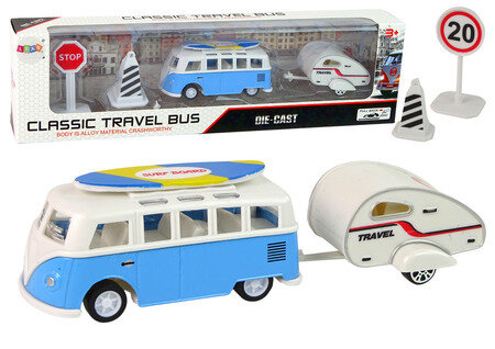 Buss koos matkaauto haagisega Lean Toys, sinine