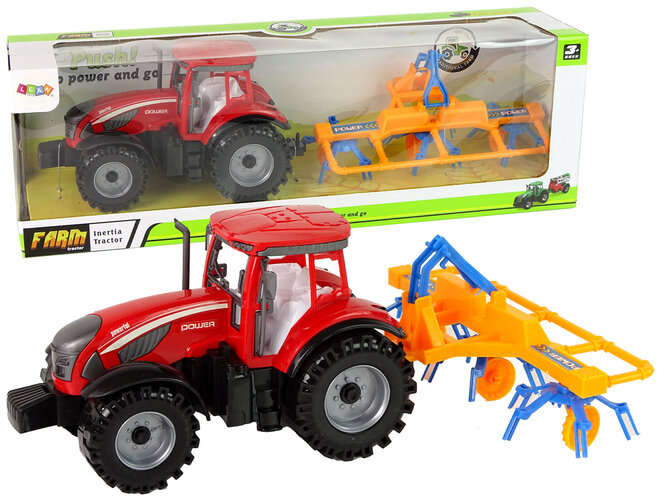 Kaarutiga traktor Lean Toys, punane/kollane